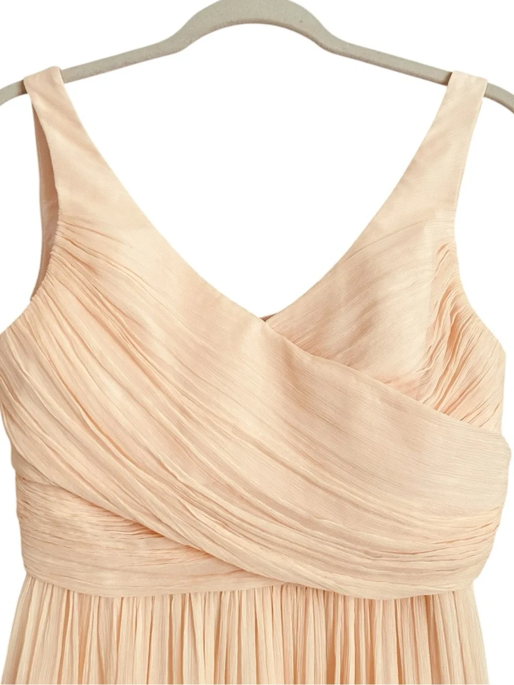 J.Crew 100% Silk Crinkle Chiffon Maxi Dress Peach Bridesmaid Wedding Size 2